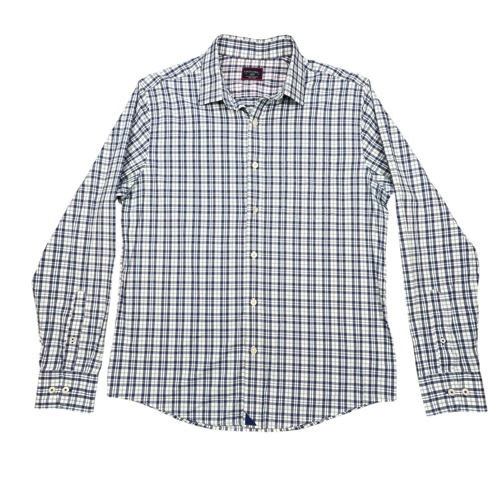 UNTUCKit Green Macul Plaid Performance Button Down Slim Fit Shirt Mens Size L